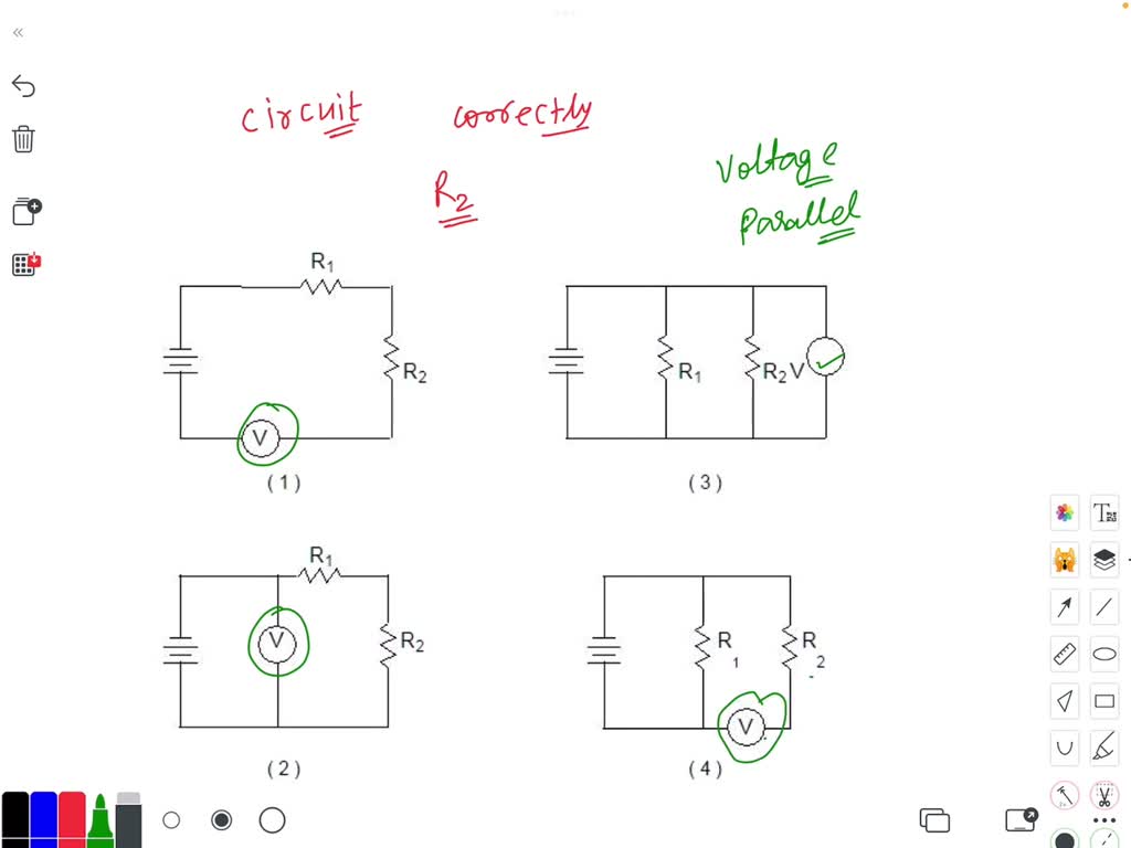 SOLVED 'Which circuit diagram represents voltmeter V connected