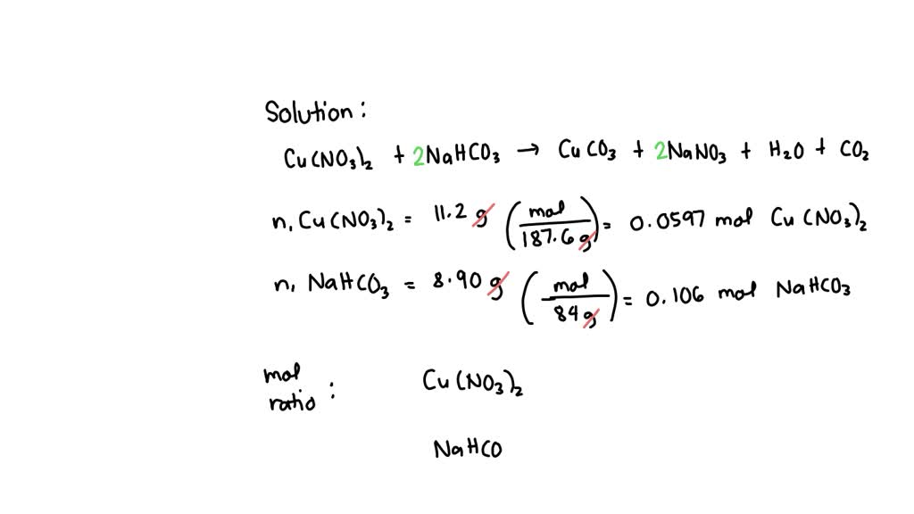 Solved Copper Ii Nitrate And Sodium Hydrogen Carbonate React According To The Following 8712