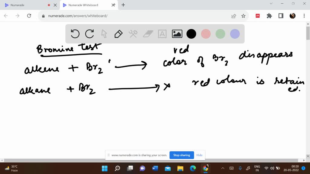 SOLVED If you used a bromine test to distinguish between hexane and 2hexene, in which would th