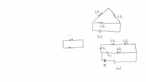 three-6-ohm-resistors-are-arranged-in-a-triangle-as-shown-a-voltage-source-of-12-v-is-impressed-across-one-of-the-resistorsa-how-much-current-is-in-that-resistorb-how-much-current-is-in-each-33286