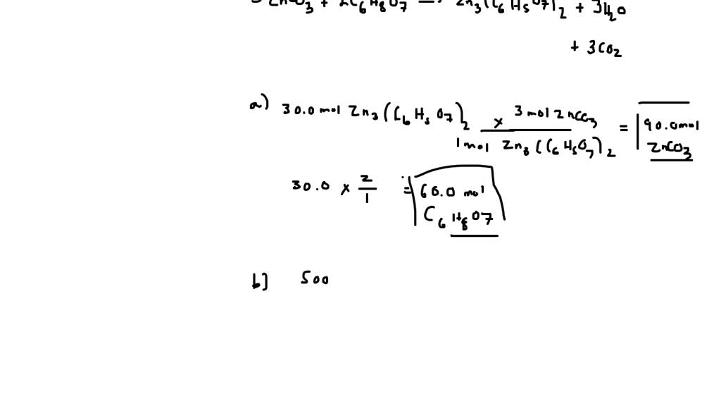 SOLVED: The following reaction shows the synthesis of zinc citrate, an ...