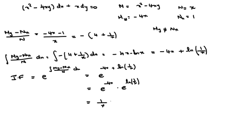 point-solve-the-following-differential-equation-by-finding-an-appropriate-integrating-factor-4xydx-xdy-0-the-solution-in-implicit-form-is-the-set-of-points-x-where-fxy-constant-26787