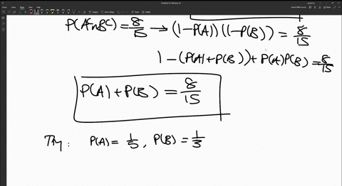 independence-10-points-for-the-following-problems-assume-a-and-b-are-independent-events-and-that-pra-prb-use-the-given-information-to-find-pra-and-prb-a-the-probability-of-both-events-happening-is-115