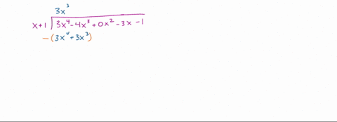 divide-the-polynomial-3x4-4x3-3x-1-by-x-1-using-actual-division-82931