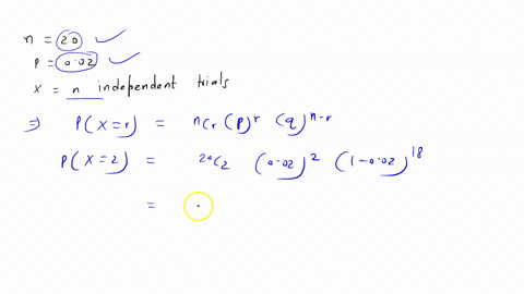a-binomial-probability-experiment-is-conducted-with-the-given-parameters-compute-the-probability-of-x-successes-in-the-n-independent-trials-of-the-experiment-n-20-p-002-x-2-p2