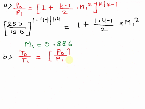 air-is-flowing-isentropically-through-converging-duct-which-is-fed-from-large-reservoir-where-the-temperature-and-pressure-are-350-k-and-250-kpa-respectively-at-certain-point-along-the-duct-29474
