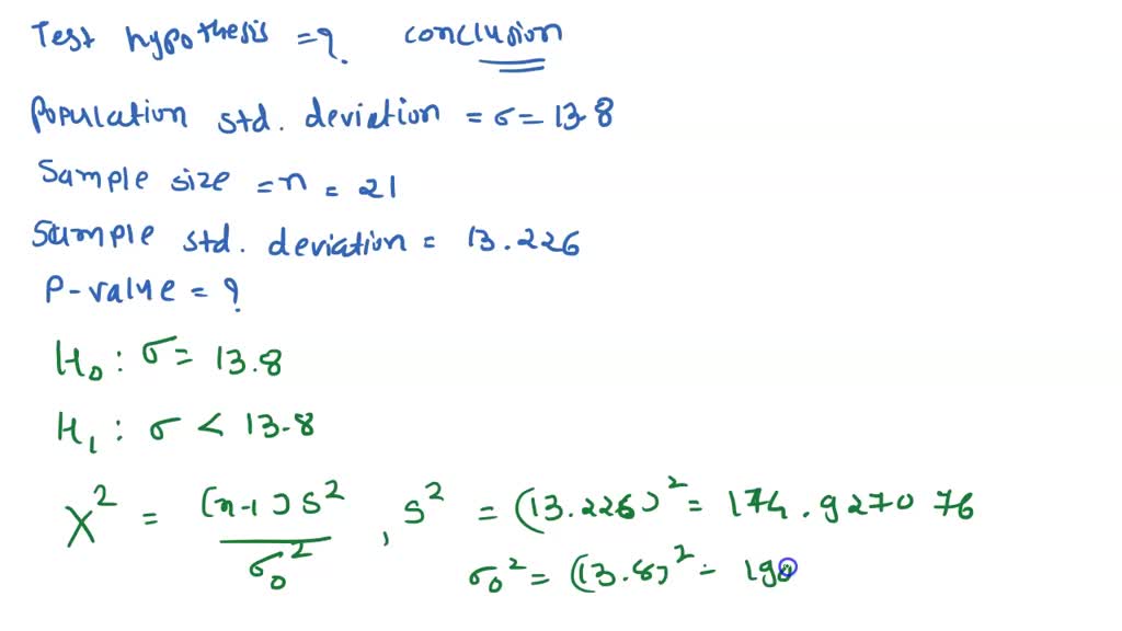 SOLVED To test the hypothesis thal the population standard deviation