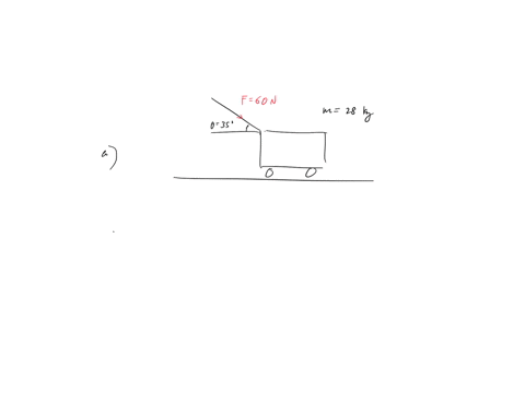 a-nurse-pushes-a-cart-by-exerting-a-force-on-the-handle-at-a-downward-angle-350-below-the-horizontal-the-loaded-cart-has-a-mass-of-280-kg-and-the-force-of-friction-is-600-n-a-draw-a-free-body-diagram-