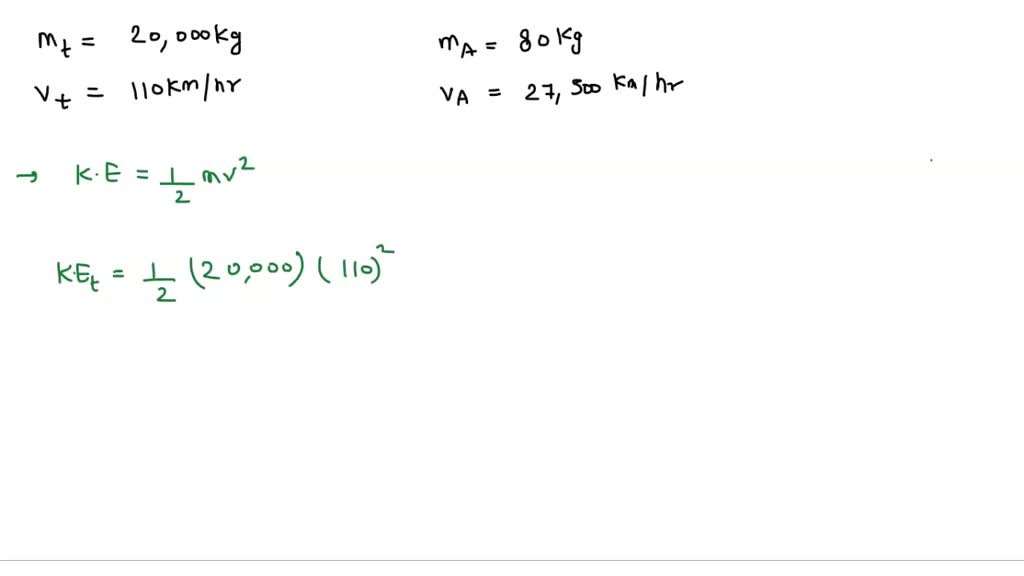 SOLVED: Compare the kinetic energy of a 20,000-kg truck moving at 110 ...