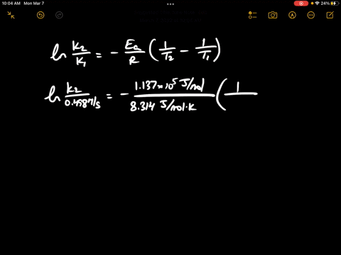 the-decomposition-of-nitrogen-dixoide-2no2g-2nog-o2g-has-a-rate-constant-of-0498-ms-and-an-activation-energy-of-1137x105-jmole-at-319c-what-is-the-value-of-the-rate-constant-in-ms-at-3810c-for-the-rea