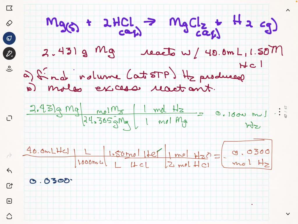 Solved 19 Magnesium Reacts With Hydrochloric Acid As Shown Below Mg S 2hcl Aq → Mgcl2 Aq