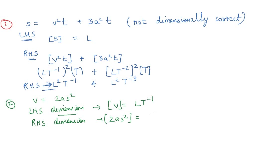 SOLVED: Consider The Physical Quantities S, V, A, And T With Dimensions ...