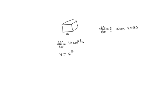 the-volume-of-a-cube-is-increasing-at-a-rate-of-10-cm-s-how-fast-is-the-surface-area-increasing-when-the-length-of-an-edge-is-30-cm-82756