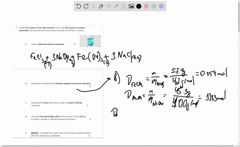 when-574-grams-of-iron-iii-chloride-reacts-with-453-grams-of-sodium-hydroxide-iron-ili-hydroxide-and-sodium-chloride-are-formed-marks-write-balanced-chemical-equation-determine-and-identify-82915