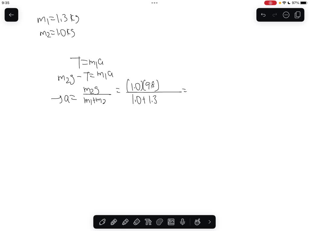 Solved Consider Two Masses M1 And M2 Connected By A Thin String Assume The Following Values