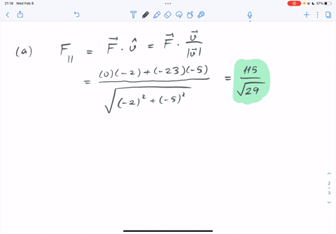 1-point-the-force-on-an-object-is-f-23j-for-the-vector-v-27-5j-find-a-the-component-of-f-parallel-to-u-b-the-component-of-f-perpendicular-to-v-the-work-w-done-by-force-f-through-displacement-73764