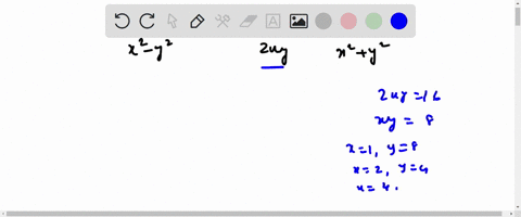 Solved Pythagorean Triples Are Given By The Formulas X2 Y2 2xy And X2 Y2 Use The Formulas For The Pythagorean Triples To Find A Right Triangle With Leg Lengths Of 16 And An Odd Number