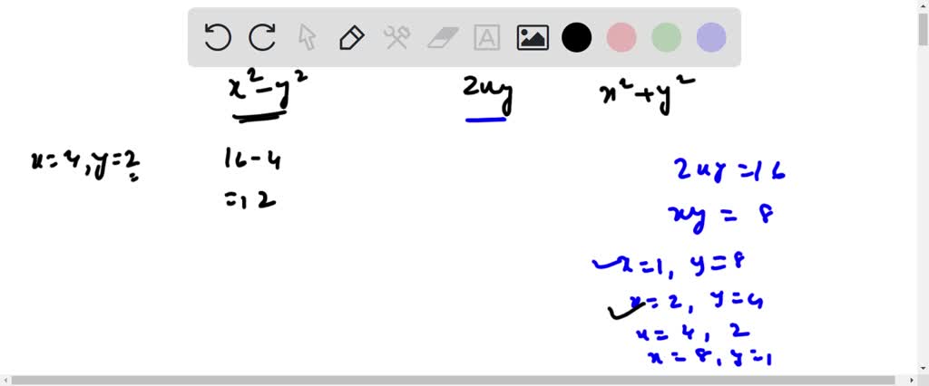 Solved Pythagorean Triples Are Given By The Formulas X2 Y2 2xy And X2 Y2 Use The Formulas For The Pythagorean Triples To Find A Right Triangle With Leg Lengths Of 16 And An Odd Number