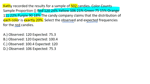 kathy-recorded-the-results-for-a-sample-of-502-candies-color-counts-sample-proportion-red-120-24-yellow-106-21-green-75-15-orange-111-22-purple-90-18-the-candy-company-claims-that-the-distri-32345