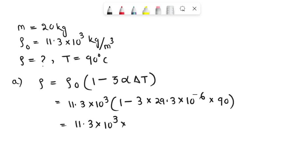 SOLVED A sample of lead has a mass of 20.0 kg and a density of 11.3 Ã