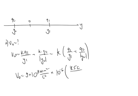 two-point-charges-are-on-the-y-axis-a-45-c-is-charge-is-located-at-y125-cm-and-a-224-c-charge-is-located-at-y-180-cm-find-the-total-electric-potential-at-a-the-origin-and-b-the-point-whose-c-72571