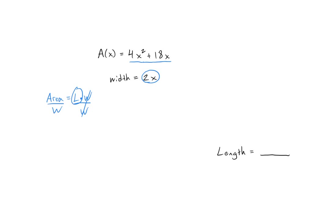 SOLVED: The area of the rectangle is given by the polynomial function A ...