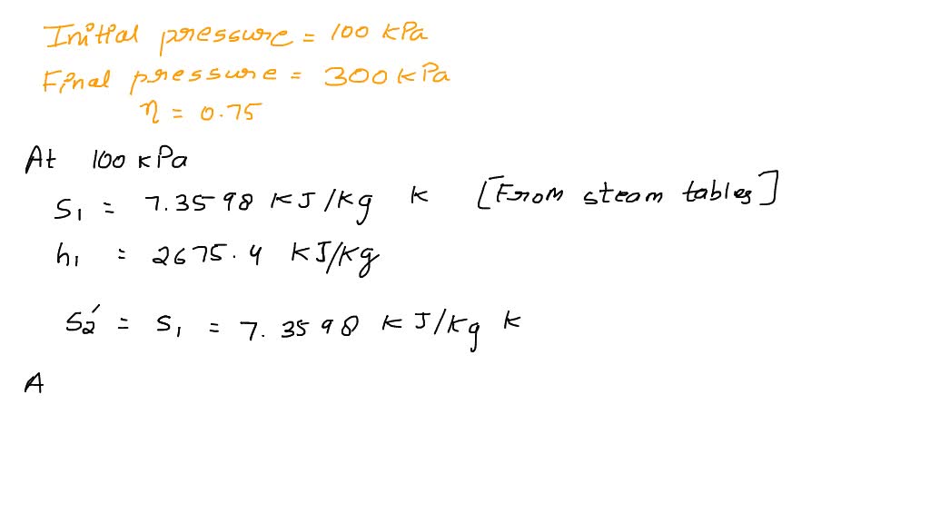 SOLVED Saturated vapor Stream 100 KPa Is Compressed Adiabatically To 