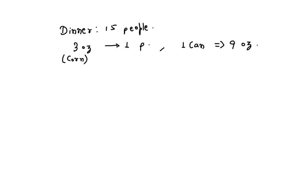 SOLVED 15 people are expected for a dinner. Three ounces of corn