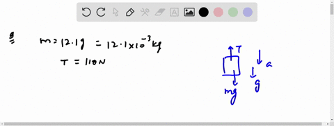 q9-a-121-g-bucket-is-lowered-vertically-by-a-rope-in-which-there-is-110-n-of-tenstion-at-a-given-instant-what-is-the-acceleration-of-the-bucket-give-the-answer-with-the-correct-sign-indicating-its-dir