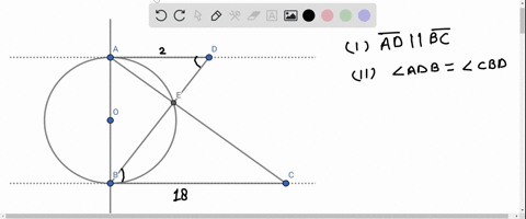 1-ab-is-a-diameter-of-a-circle-ad-and-bc-are-tangents-to-the-circle-with-ad-2-cm-and-bc-18-cm-if-ac-and-bd-intersect-at-a-point-on-the-circle-then-the-length-of-ab-in-cm-is-19277