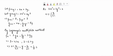 find-the-extrema-of-f-subject-to-the-stated-constraint-fx-y-3x-2y-subject-to-2x2-3y2-2-maximum-x-y-minimum-x-y-24798