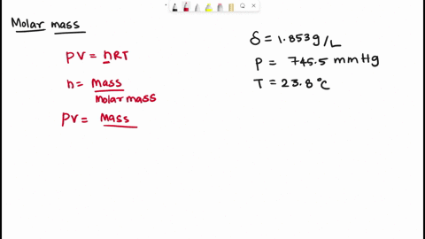 the-density-of-a-gas-is-measured-at-1853-gl-at-7455-mmhg-and-2389c-calculate-the-molar-mass-of-the-gas-30023