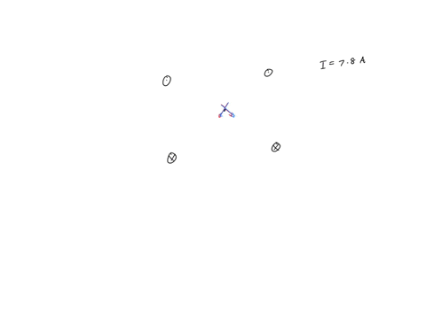 the-figure-below-shows-the-end-view-of-four-long-parallel-wires-labeled-through-each-with-current-of-arranged-in-square-with-sides-of-length-0340-m-the-current-direction-out-of-the-page-for-63229