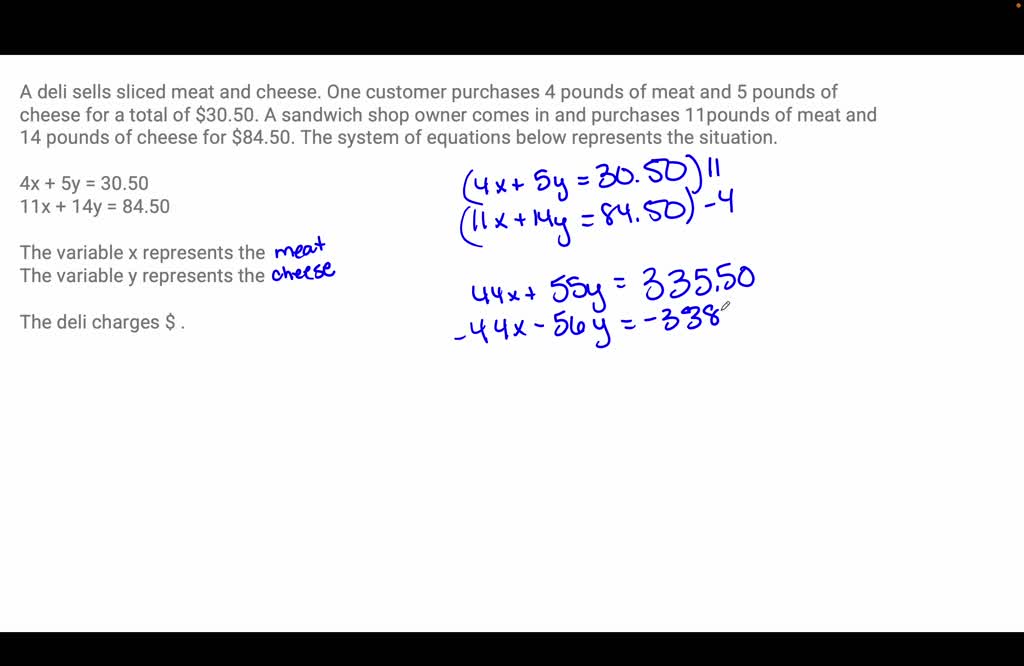 SOLVED A deli sells sliced meat and cheese. One customer purchases 4