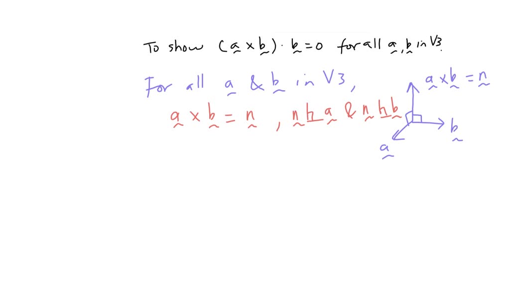 Show That (a X B) • B = 0 For All Vectors A And B In V3.