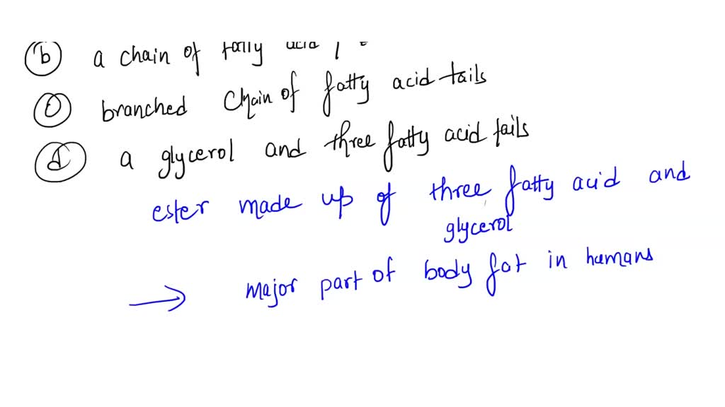 SOLVED What is the basic structure of a triglyceride? Question 10 options A linear chain of
