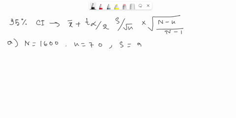 assume-simple-random-sampling-calculate-the-95-confidence-interval-estimate-for-the-population-mean-for-each-of-the-following-n-equal-1600-n-equals-70-s-equals-9-x-overbar-x-equals-142-b-nbs-93553