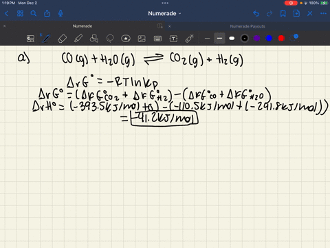 a-consider-the-gas-phase-equilibrium-mathrmcomathrmgmathrmh_2-mathrmomathrmg-rightleftarrows-mathrmco_2mathrmgmathrmh_2mathrmg-at-1000-k-the-composition-of-the-reaction-mixture-and-standard-formation