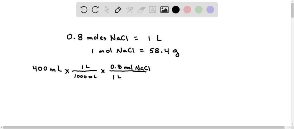 SOLVED: Calculate how many grams of NaCl (FW: 58.4 g/mol) you would ...