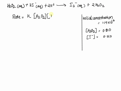 the-oxidation-of-iodide-ion-by-hydrogen-peroxide-in-an-acidic-solution-is-described-by-the-balanced-equation-h2o2aq3iaq2haqi3aq2h2olh2o2aq3iaq2haqi3aq2h2ol-the-rate-of-formation-of-the-red-t-15715