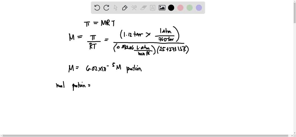 SOLVED: To determine the molar mass of a certain protein, 1.00 x 10^-3 ...