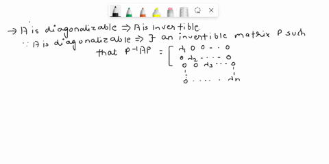 let-a-be-an-nxn-matrix_-determine-whether-the-statement-below-is-true-or-false-justify-the-answer-if-a-is-diagonalizable-then-a-is-invertible-choose-the-correct-answer-below-0a-the-statement-19004