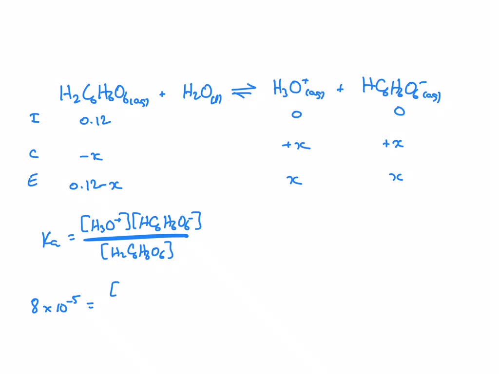 SOLVED: Calculate the pH of a 0.12 mol/L solution of ascorbic acid ...