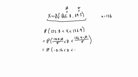 a-population-of-values-has-a-normal-distribution-with-p-1458-and-0-695-you-intend-to-draw-a-random-sample-of-size-n-176-find-the-probability-that-a-single-randomly-selected-value-is-between-23137