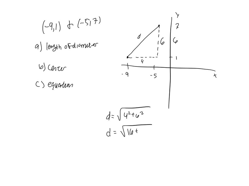 SOLVED: The points (-9,-1) and (7,7) are the endpoints of the diameter ...