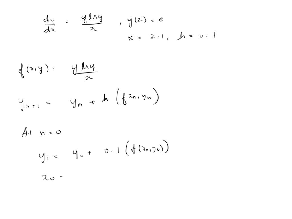 Solved Solve The Following Differential Equation Using Euler S Method Dy Ylny Y2 Efor X 1647