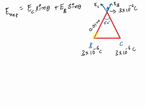 three-identical-point-charges-with-charge-q30x10-6-c-are-placed-at-each-vertex-of-an-equilateral-triangle-if-the-side-of-the-equilateral-triangle-is-001-m-find-the-resultant-force-on-one-of-84613