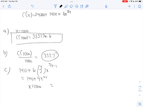 if-cx-is-the-cost-of-producing-units-of-commodity-then-the-average-cost-per-unit-is-cx-cxx-consider-the-cost-function-cx-given-below_-cx-24000-140x-6x32-a-find-the-total-cost-at-a-production-92029