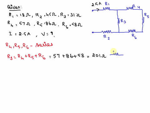 0-problemn-10-a-circuit-made-up-of-6-resistors-is-shown-in-the-figure-with-resistances-ri-18-n-rz-450r3-310r4-57nrs-86-n-and-rs-58-q-the-total-current-going-through-the-circuit-is-25a-r1-ry-37065