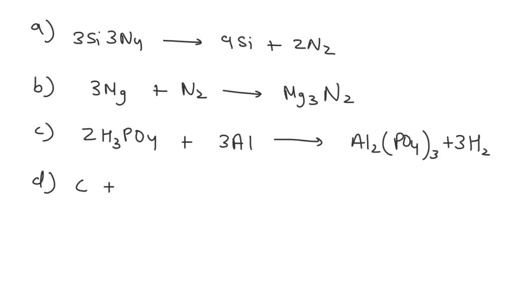 SOLVED 7.100 Balance each of the following chemical equations, and